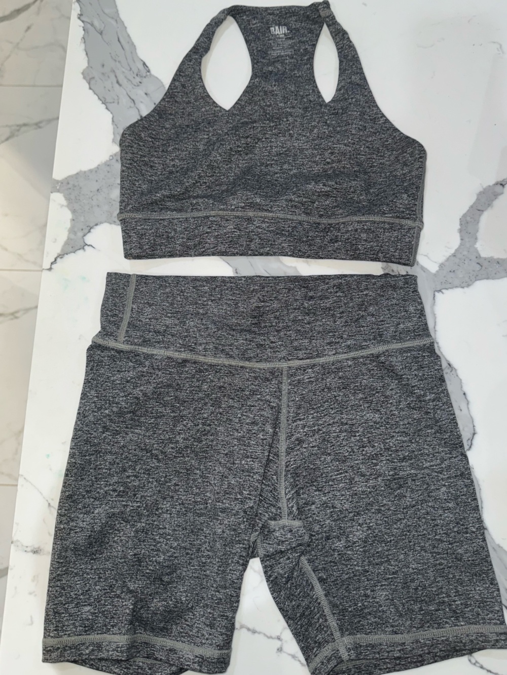 Gray Heather Two-Piece Active Set - Crop Top & High-Waist Leggings